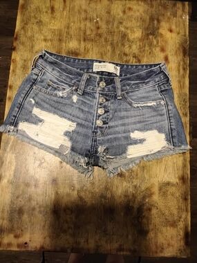 Abercrombie & Fitch Distressed Blue Denim Cutoff Shorts Sz 00